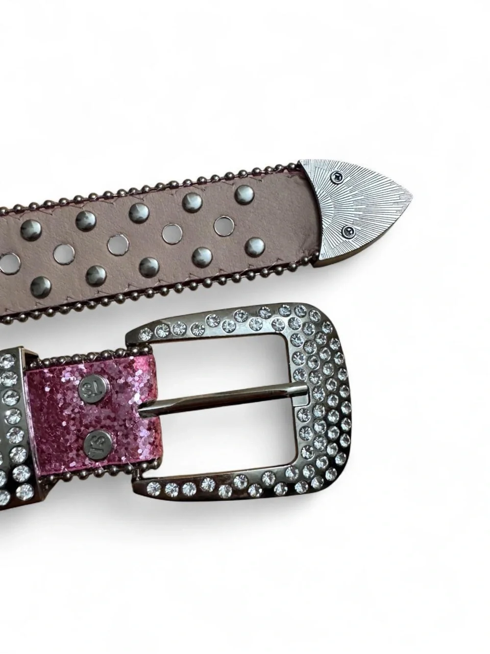 Pink Rhinestone Belt with Studded Buckle